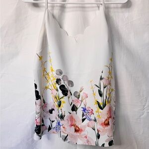 Ted Baker White Floral Scallop-Hem Tank